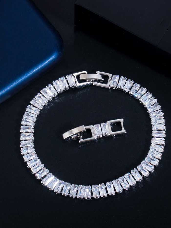 Messing Kubikzirkonia Luxus Geometrische Ohrring Braclete und Halskette Set