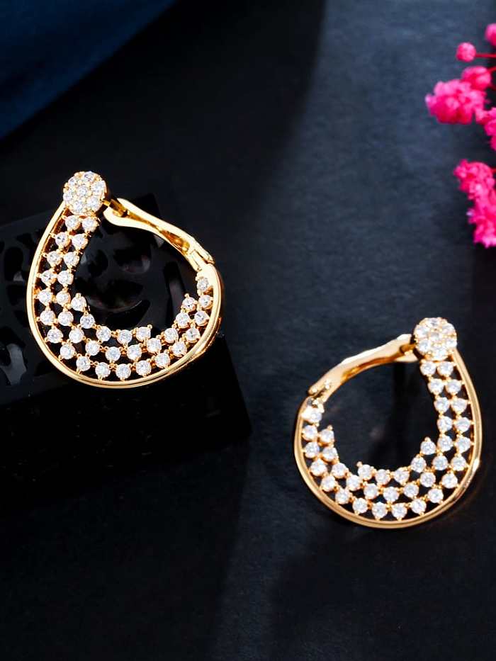 Brass Cubic Zirconia Geometric Luxury Stud Earring