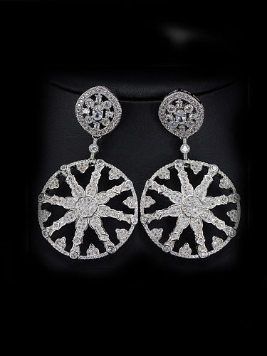Platinum Plated Round Shaped Drop Chandelier earring