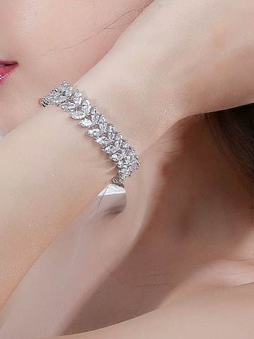 Luxus-Armband aus Messing mit Zirkonia-Blättern
