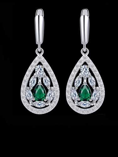 Brass Cubic Zirconia Water Drop Luxury Drop Earring