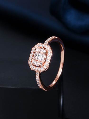 Copper Cubic Zirconia Geometric Dainty Band Ring