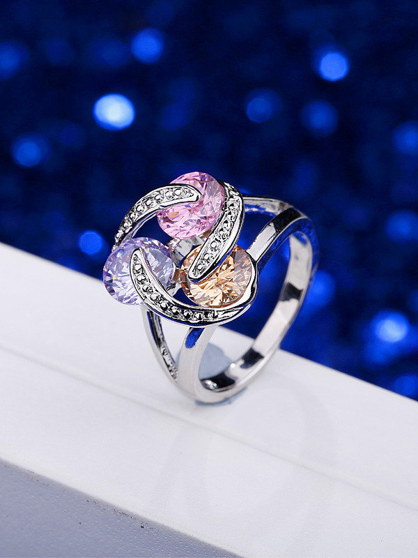 Exquisite Colorful Zircons Ring