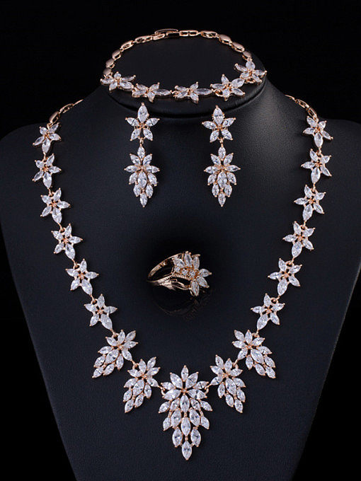 Elegante conjunto de joyas de cuatro piezas en forma de hoja