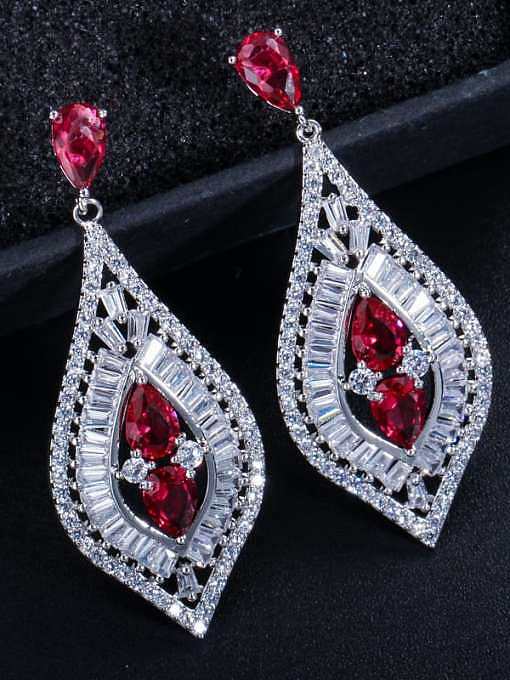 Brass Cubic Zirconia Geometric Luxury Drop Earring