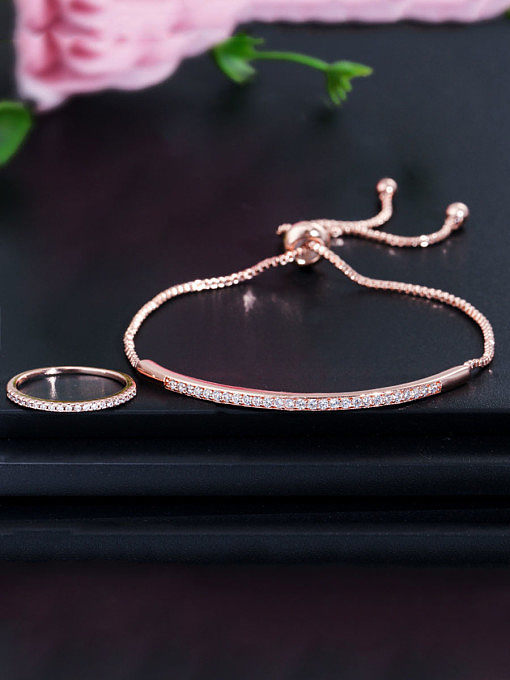Copper With Cubic Zirconia Simplistic Fringe Free size Bracelets