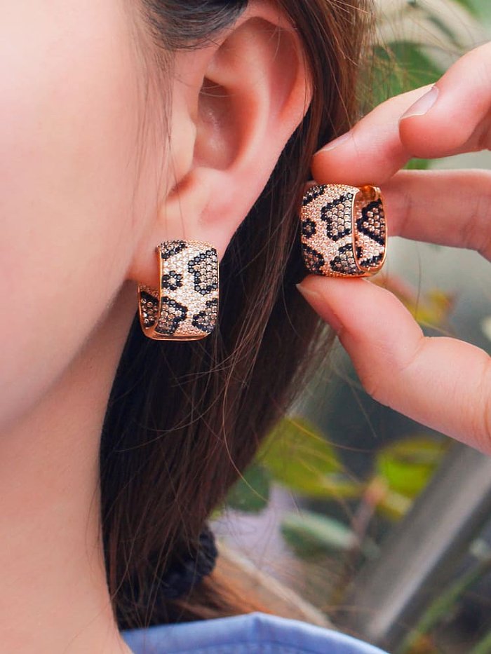 Brass Cubic Zirconia Round Vintage Huggie Earring