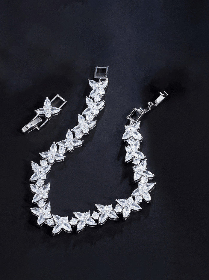 Luxus-Armband aus Messing mit Zirkonia-Blättern