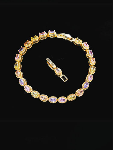 Brass Cubic Zirconia Geometric Luxury Bracelet