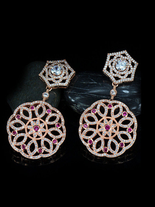 Rose Gold Plated Flower drop earring