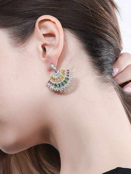 Kupfer Cubic Zirkonia Luxuriöses unregelmäßiges Ohrring- und Halsketten-Set