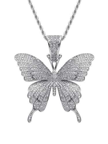 Messing Zirkonia Schmetterling zierliche Halskette