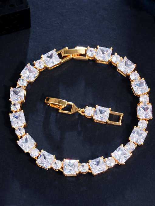 Bracelet de luxe géométrique en laiton et zircon cubique