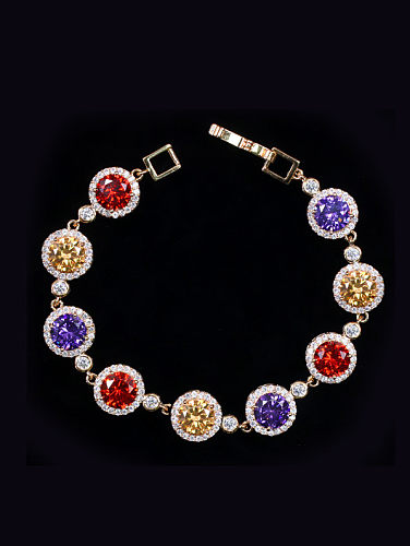 Colorful AAA Zircons Sweetly Gold Plated Women Bracelet