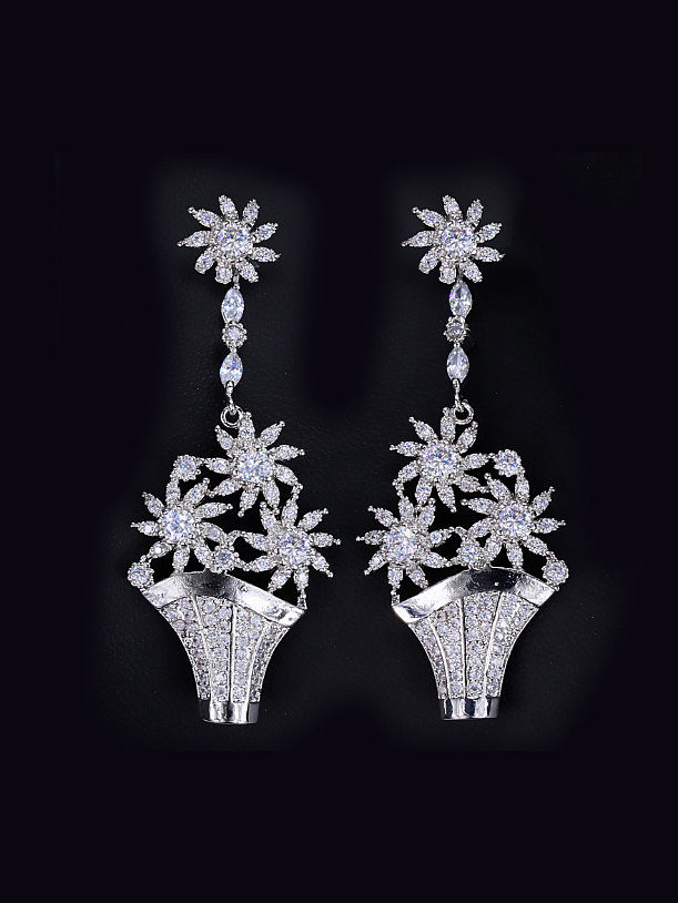 Western Style Noble Luxury Shining Zircons Drop Earrings