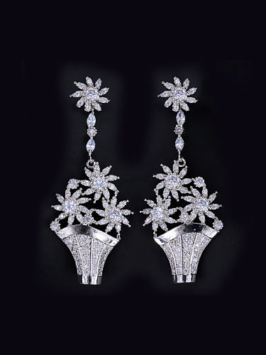 Boucles d'oreilles pendantes en zircons brillants de luxe nobles de style occidental