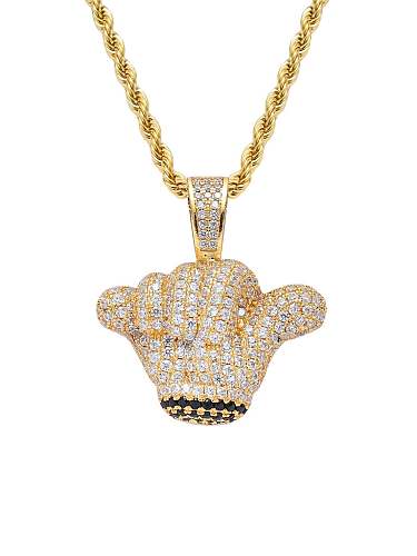 Collier Hip Hop en laiton et zircon cubique avec une petite main