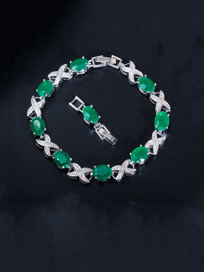 Copper With Platinum Plated Fashion Oval Bracelets
