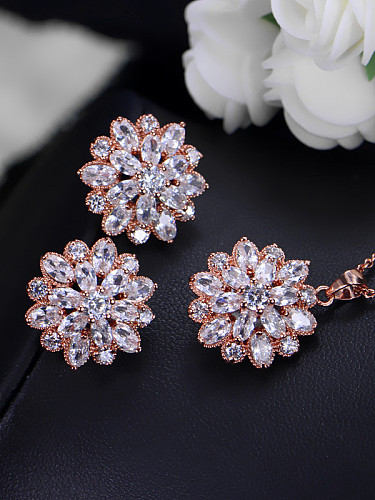 Rose Gold Plated Snowflake Wedding Jewelry Set