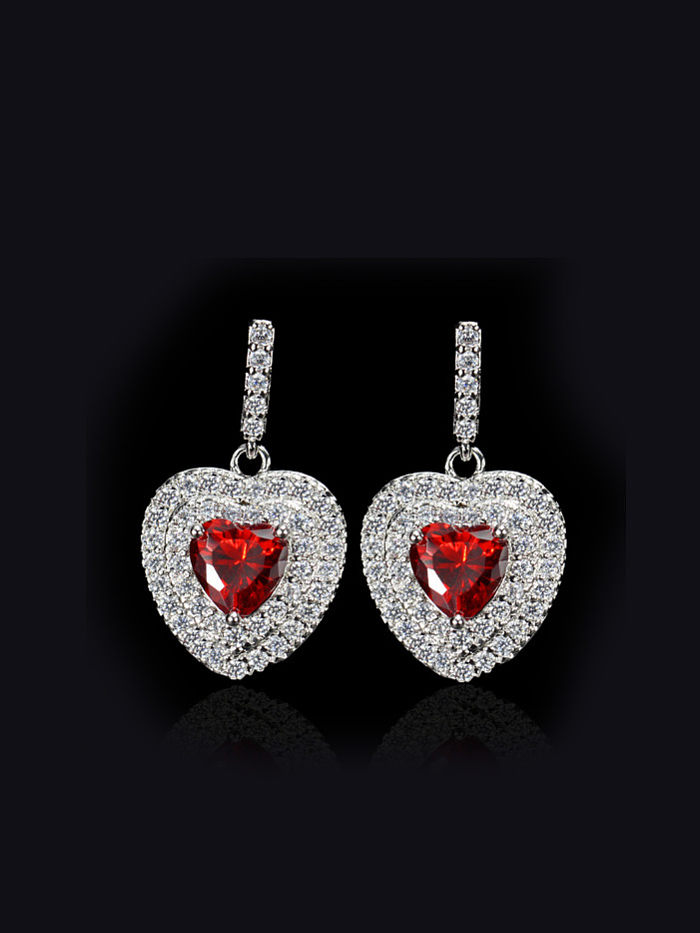 Zircon Heart-shape Drop Cluster earring