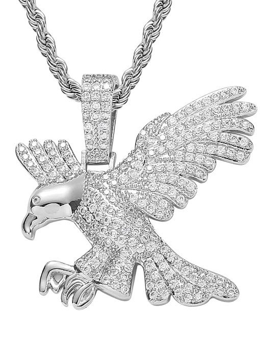 Brass Cubic Zirconia Eagle Hip Hop Necklace