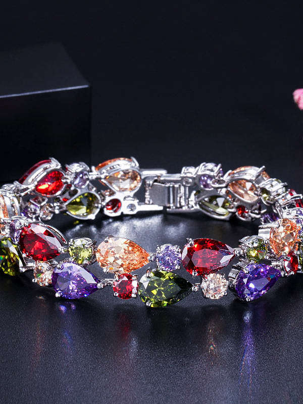 Copper Cubic Zirconia Geometric Luxury Bracelet