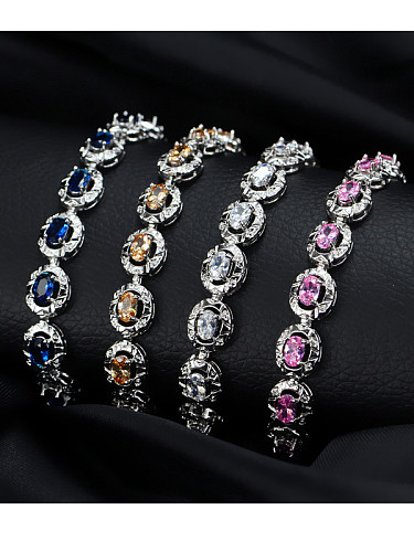 Copper inlaid AAA zircons Bracelet multicolor optional