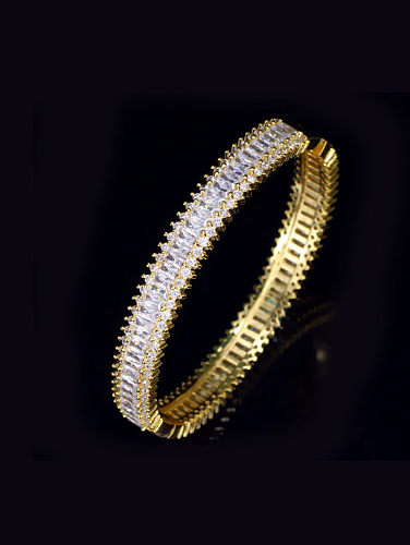 Gold Plated Micro Pave Zircons Fashion Copper Bangle