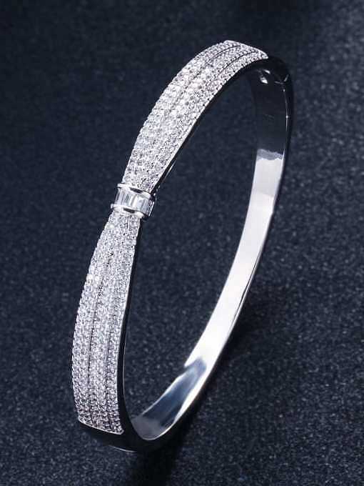 Brass Cubic Zirconia Butterfly Classic Band Bangle