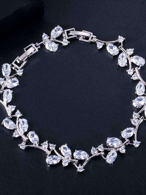 Copper Cubic Zirconia Leaf Luxury Bracelet