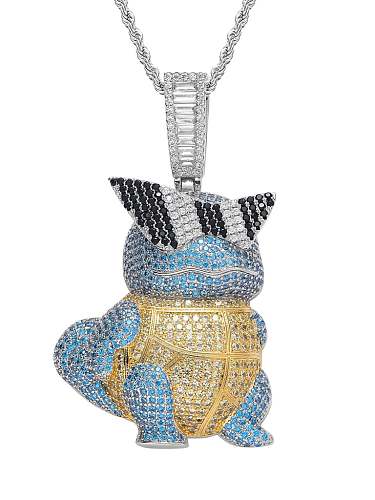 Brass Cubic Zirconia Cartoon jenny turtle Hip Hop Necklace