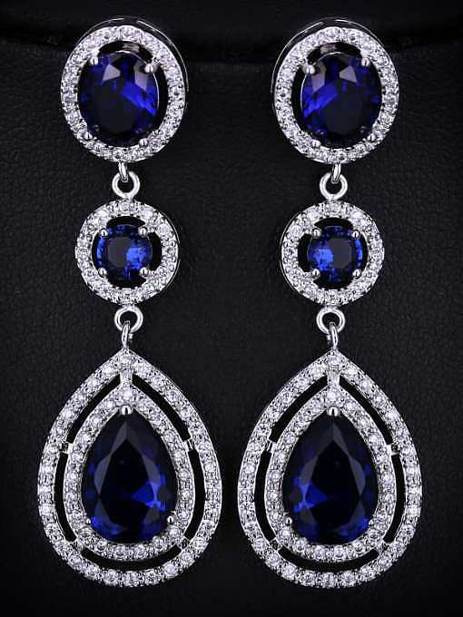 Brass Cubic Zirconia Water Drop Luxury Drop Earring