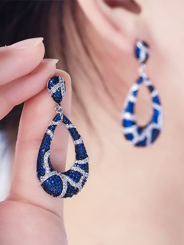 Brass Cubic Zirconia Water Drop Luxury Drop Earring