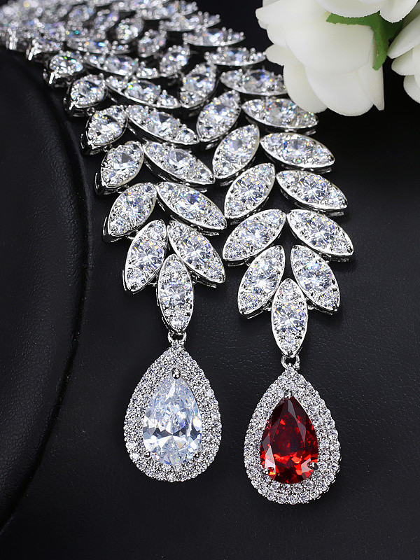 Luxury Shine AAA Zircon Necklace Earrings 2 Piece jewelry set
