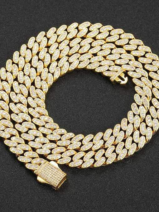 Hip Hop geometrisches Armband und Halskette aus Messing mit Zirkonia