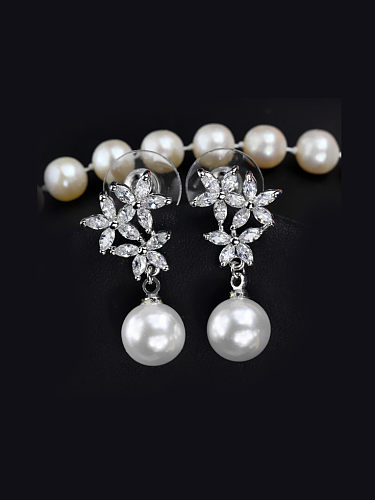 Zirkon-Perlen-Hochzeits-Leuchter-Ohrring