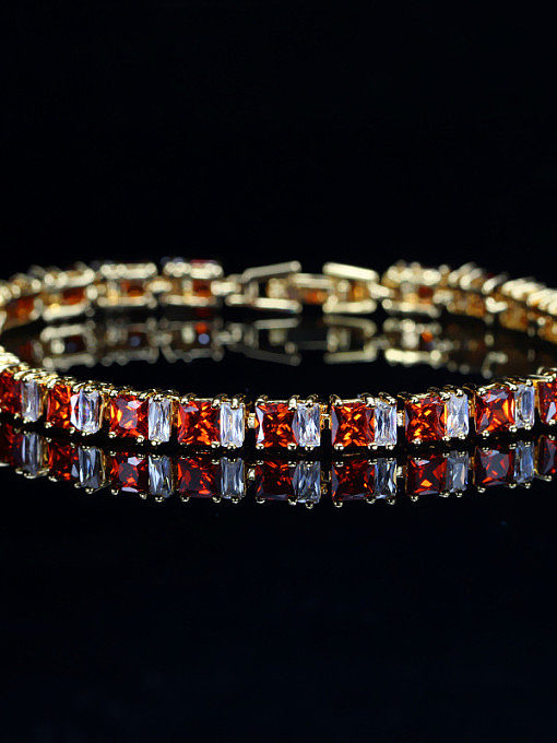 Copper inlaid AAA zircons square personality Bracelet multicolor optional
