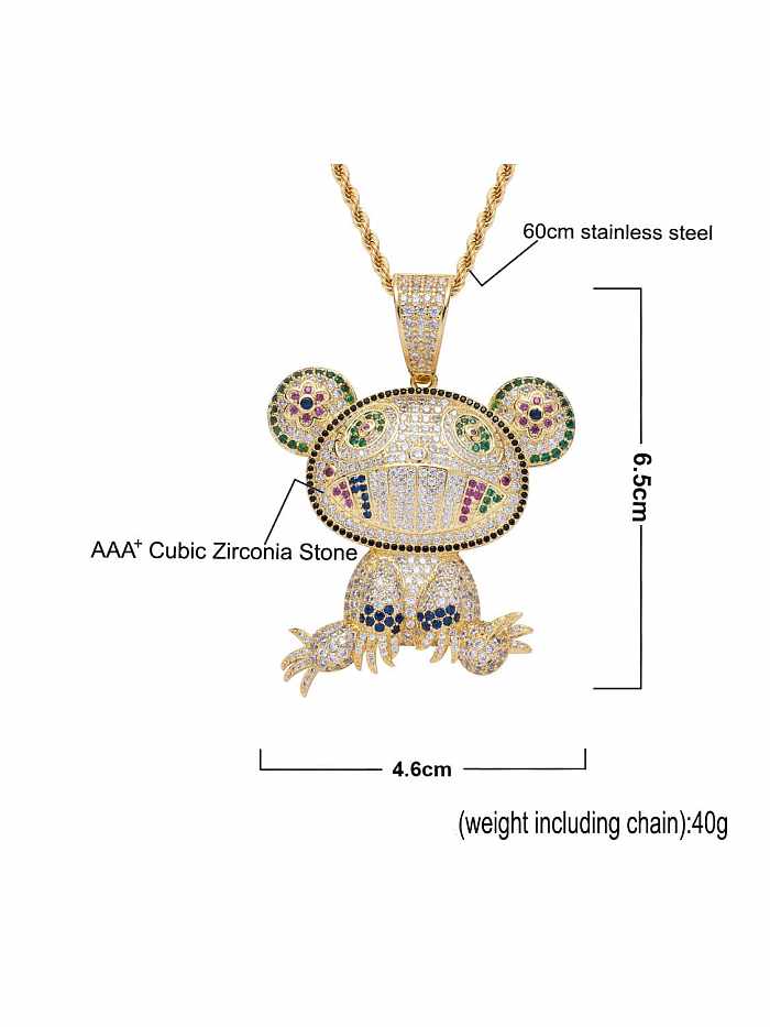 Brass Cubic Zirconia Frog Hip Hop Necklace