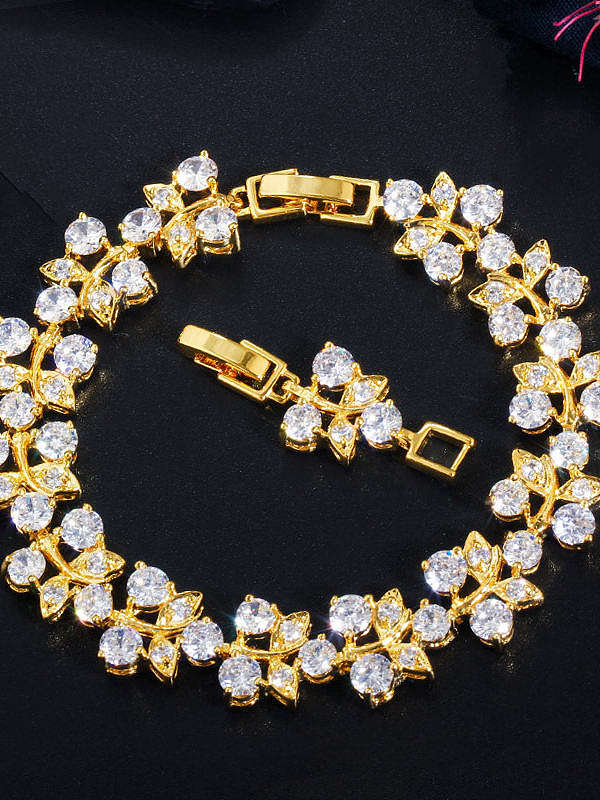 Copper Cubic Zirconia Leaf Luxury Bracelet