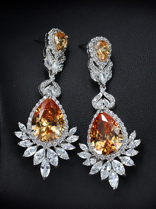 Water Drop Zircon Wedding Cluster earring