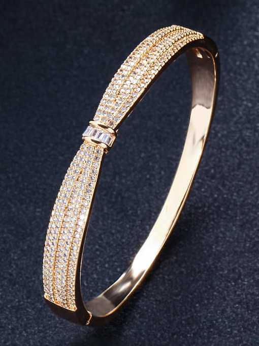 Brass Cubic Zirconia Butterfly Classic Band Bangle