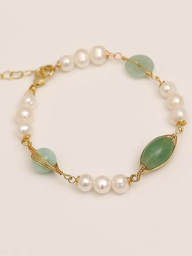 Brass Imitation Pearl Geometric Vintage Beaded Bracelet