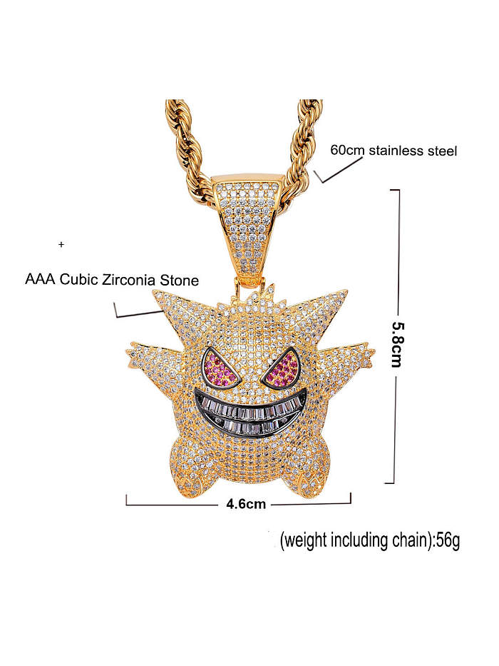 Brass Cubic Zirconia Geng Ghost Hip Hop Necklace