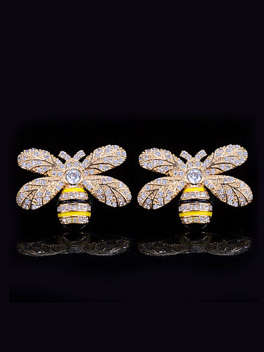 Boucles D'oreilles Tiges Lovely Little Bee Micro Pave Zircons