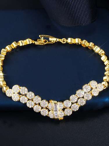 Copper Cubic Zirconia Geometric Dainty Bracelet
