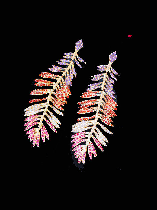Brinco de cluster de luxo folha de zircônia cúbica de latão