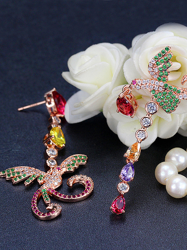 Boucles d'oreilles pendantes colorées de luxe de style occidental