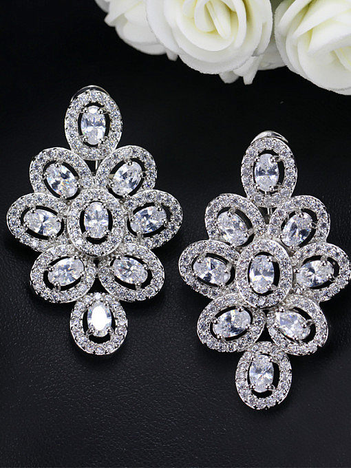 Luxurious Color Zircons Drop Cluster earring