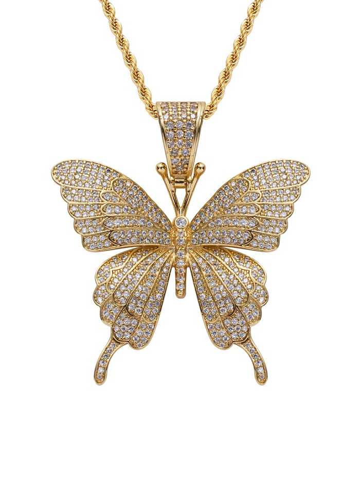 Brass Cubic Zirconia Butterfly Dainty Necklace