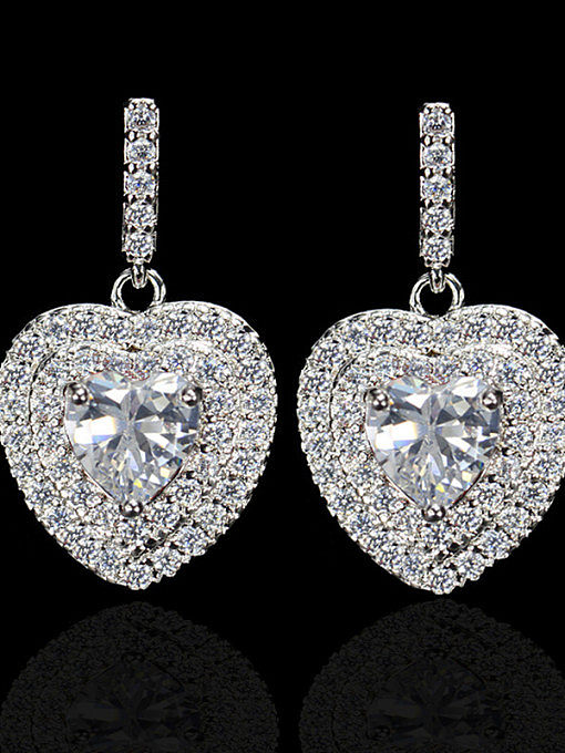 Zircon Heart-shape Drop Cluster earring